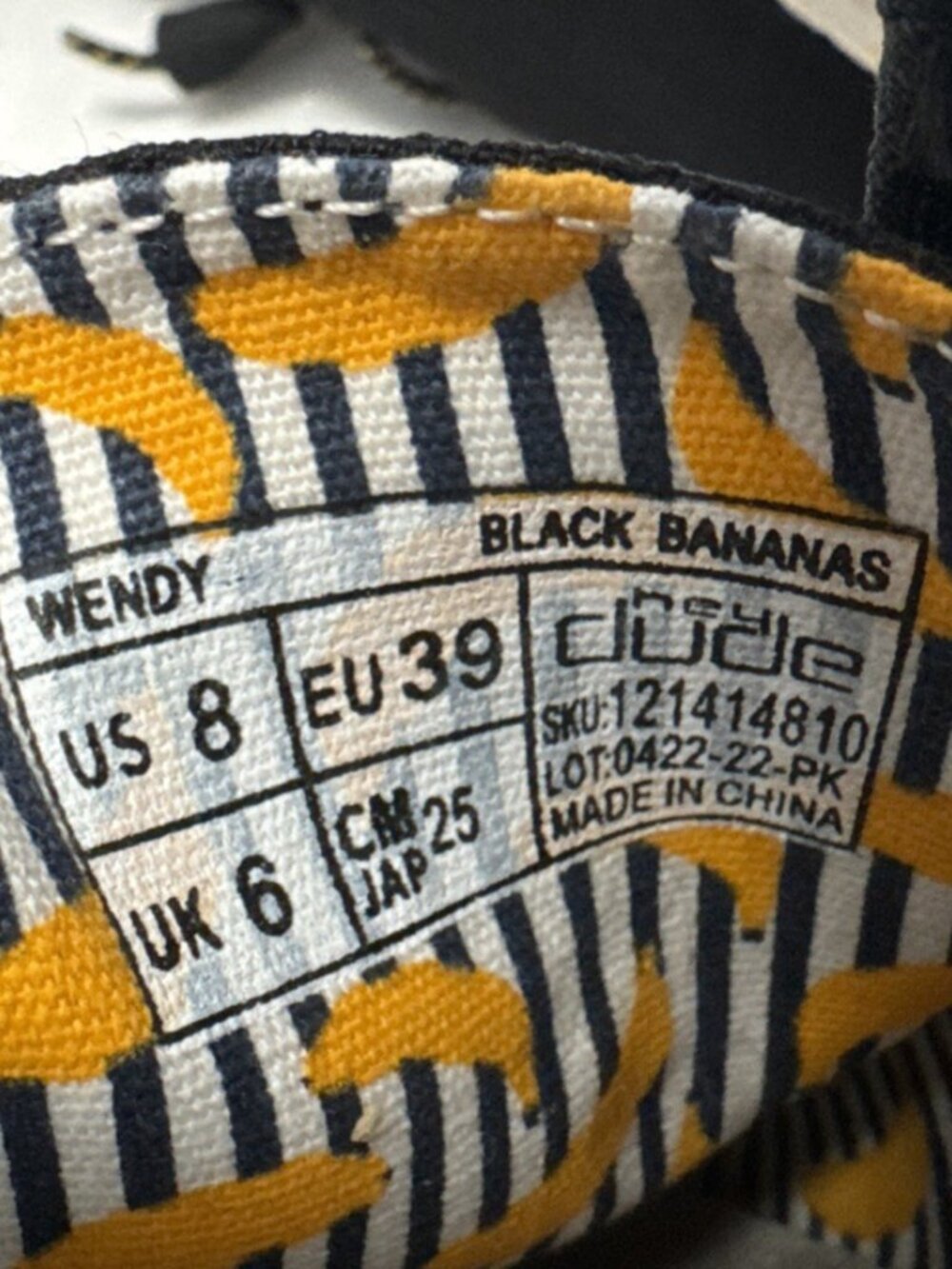 Hey Dude Wendy Shoes Womens 8 Canvas Casual Slip On Black Bananas Fabric Boat - Picture 4 of 9